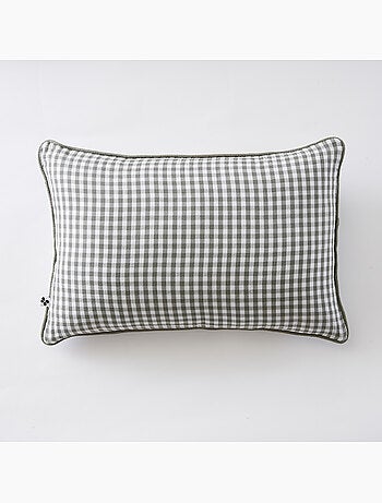 Coussin déhoussable - Gaze de coton tissée teinte - Carreaux vichy - Vickie