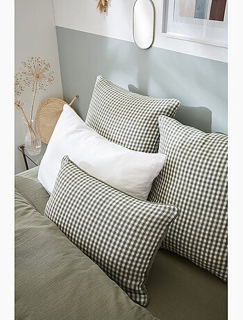 Coussin déhoussable - Gaze de coton tissée teinte - Carreaux vichy - Vickie