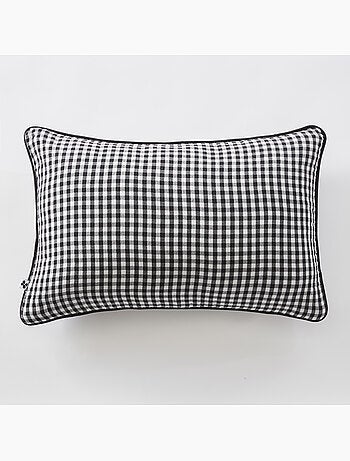 Coussin déhoussable - Gaze de coton tissée teinte - Carreaux vichy - Vickie