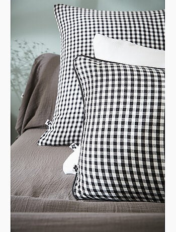 Coussin déhoussable - Gaze de coton tissée teinte - Carreaux vichy - Vickie