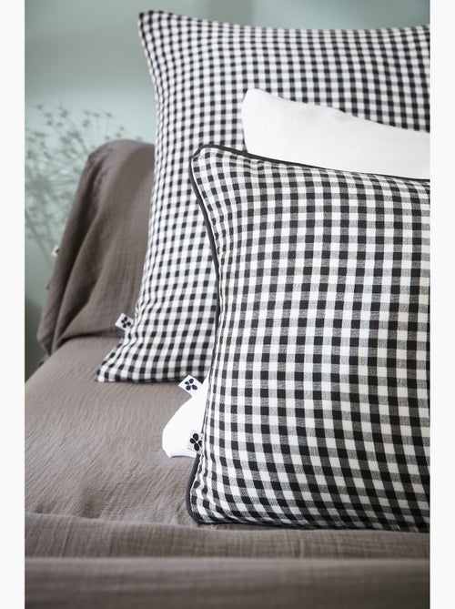 Coussin déhoussable - Gaze de coton tissée teinte - Carreaux vichy - Vickie - Kiabi