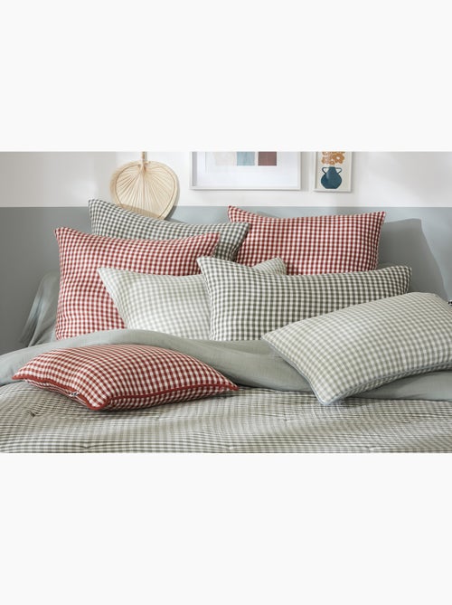 Coussin déhoussable - Gaze de coton tissée teinte - Carreaux vichy - Vickie - Kiabi