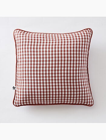 Coussin déhoussable - Gaze de coton tissée teinte - Carreaux vichy - Vickie