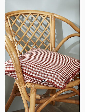 Coussin déhoussable - Gaze de coton tissée teinte - Carreaux vichy - Vickie