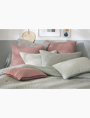 Coussin déhoussable - Gaze de coton tissée teinte - Carreaux vichy - Vickie