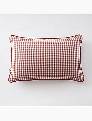 Coussin déhoussable - Gaze de coton tissée teinte - Carreaux vichy - Vickie