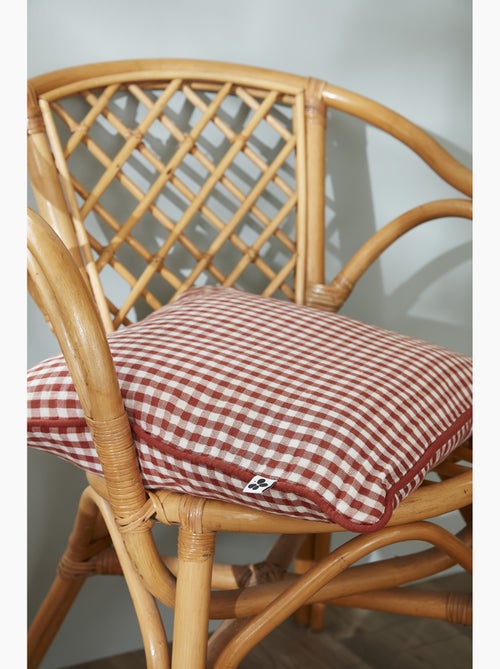 Coussin déhoussable - Gaze de coton tissée teinte - Carreaux vichy - Vickie - Kiabi