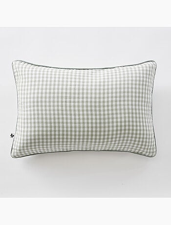Coussin déhoussable - Gaze de coton tissée teinte - Carreaux vichy - Vickie