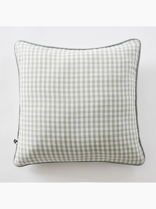 Coussin déhoussable - Gaze de coton tissée teinte - Carreaux vichy - Vickie - Kiabi