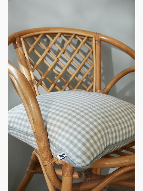 Coussin déhoussable - Gaze de coton tissée teinte - Carreaux vichy - Vickie - Kiabi