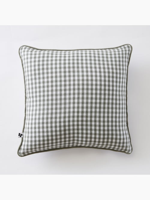 Coussin déhoussable - Gaze de coton tissée teinte - Carreaux vichy - Vickie - Kiabi