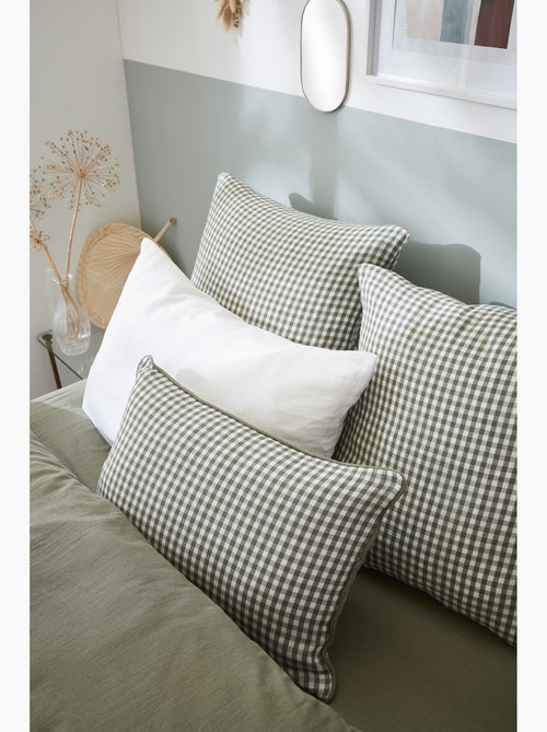 Coussin déhoussable - Gaze de coton tissée teinte - Carreaux vichy - Vickie - Kiabi