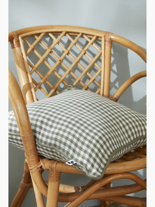 Coussin déhoussable - Gaze de coton tissée teinte - Carreaux vichy - Vickie - Kiabi