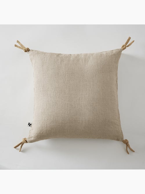 Coussin déhoussable - Lin lavé français - Nouettes en jute - Soline - Kiabi