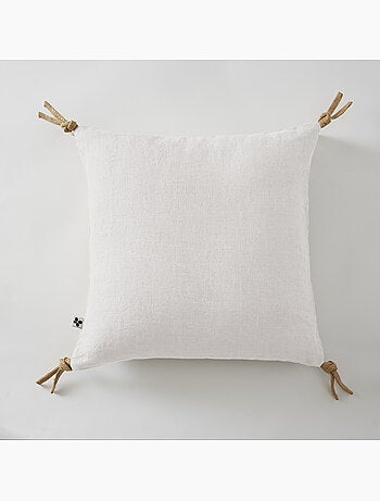Coussin déhoussable - Lin lavé français - Nouettes en jute - Soline