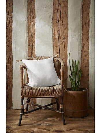 Coussin déhoussable - Lin lavé français - Nouettes en jute - Soline