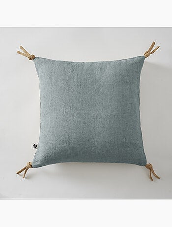Coussin déhoussable - Lin lavé français - Nouettes en jute - Soline