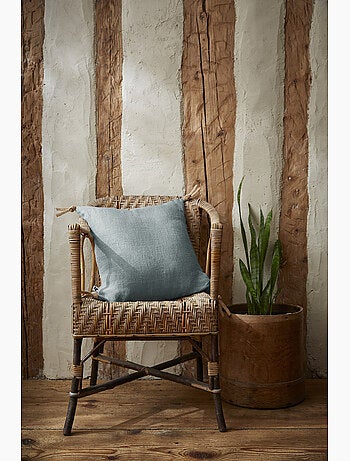 Coussin déhoussable - Lin lavé français - Nouettes en jute - Soline