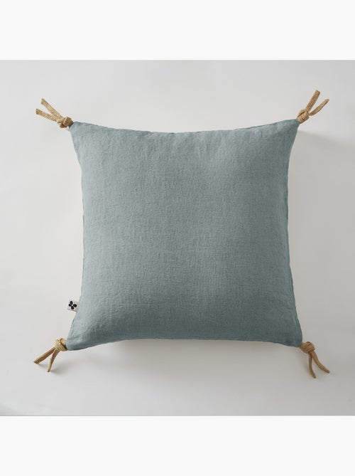 Coussin déhoussable - Lin lavé français - Nouettes en jute - Soline - Kiabi