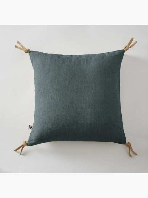 Coussin déhoussable - Lin lavé français - Nouettes en jute - Soline - Kiabi