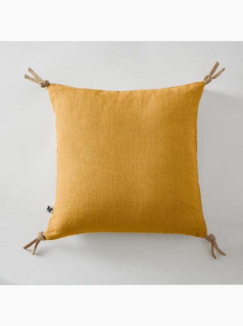 Coussin déhoussable - Lin lavé français - Nouettes en jute - Soline - Kiabi