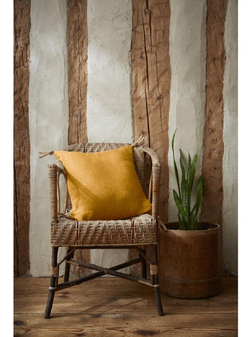 Coussin déhoussable - Lin lavé français - Nouettes en jute - Soline - Kiabi