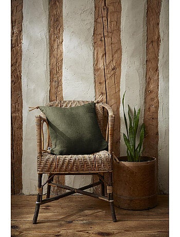 Coussin déhoussable - Lin lavé français - Nouettes en jute - Soline