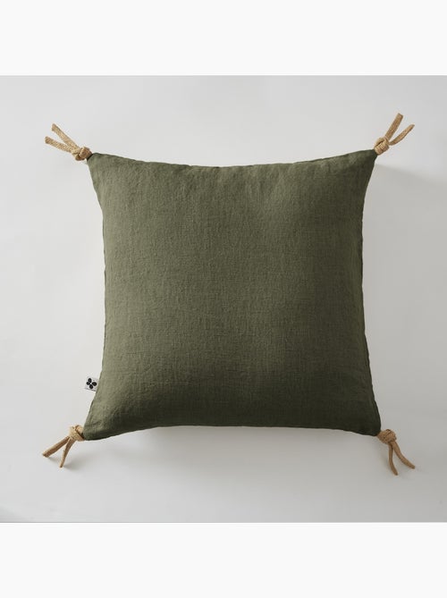 Coussin déhoussable - Lin lavé français - Nouettes en jute - Soline - Kiabi