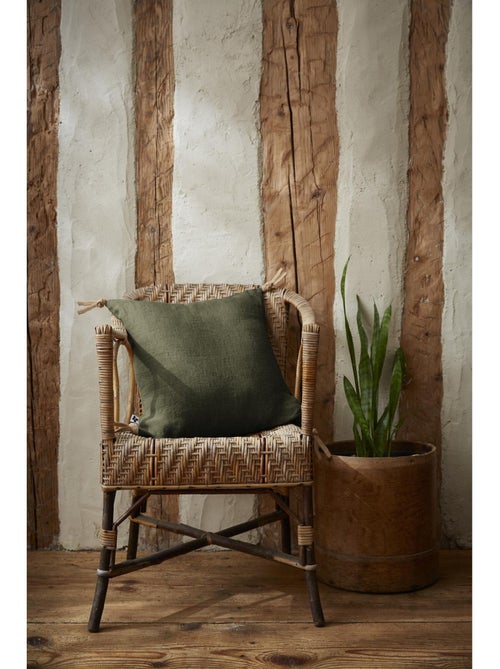 Coussin déhoussable - Lin lavé français - Nouettes en jute - Soline - Kiabi