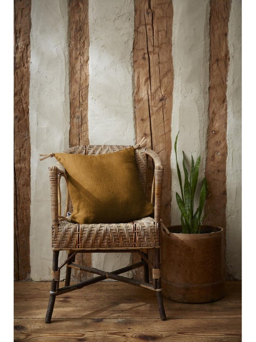Coussin déhoussable - Lin lavé français - Nouettes en jute - Soline - Kiabi