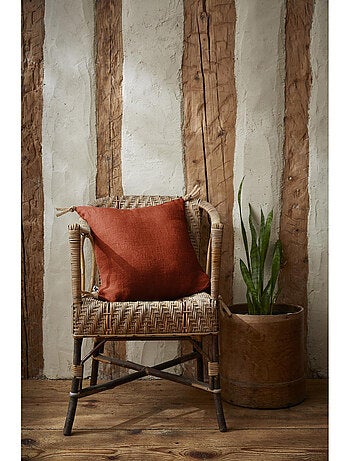 Coussin déhoussable - Lin lavé français - Nouettes en jute - Soline