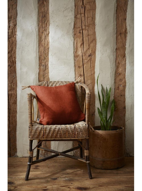 Coussin déhoussable - Lin lavé français - Nouettes en jute - Soline - Kiabi