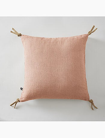 Coussin déhoussable - Lin lavé français - Nouettes en jute - Soline