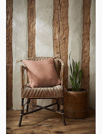 Coussin déhoussable - Lin lavé français - Nouettes en jute - Soline