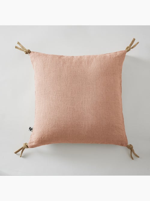 Coussin déhoussable - Lin lavé français - Nouettes en jute - Soline - Kiabi Coussin déhoussable - Lin lavé français - Nouettes en jute - Soline - Kiabi