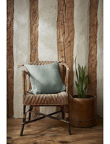 Coussin déhoussable - Lin lavé français - Nouettes en jute - Soline