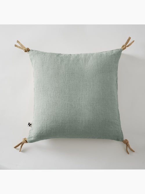 Coussin déhoussable - Lin lavé français - Nouettes en jute - Soline - Kiabi