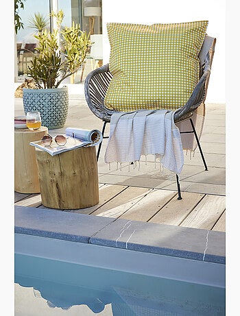 coussin déhoussable- gaze de coton tissée teinte - Carreaux vichy - Vickie