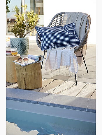 coussin déhoussable- gaze de coton tissée teinte - Carreaux vichy - Vickie