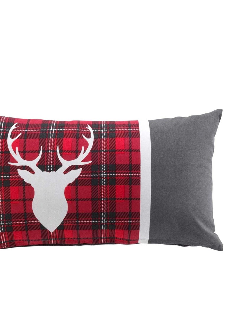 Coussin dehoussable 30 x 50 cm chambray Haidi cerf Rouge - Kiabi