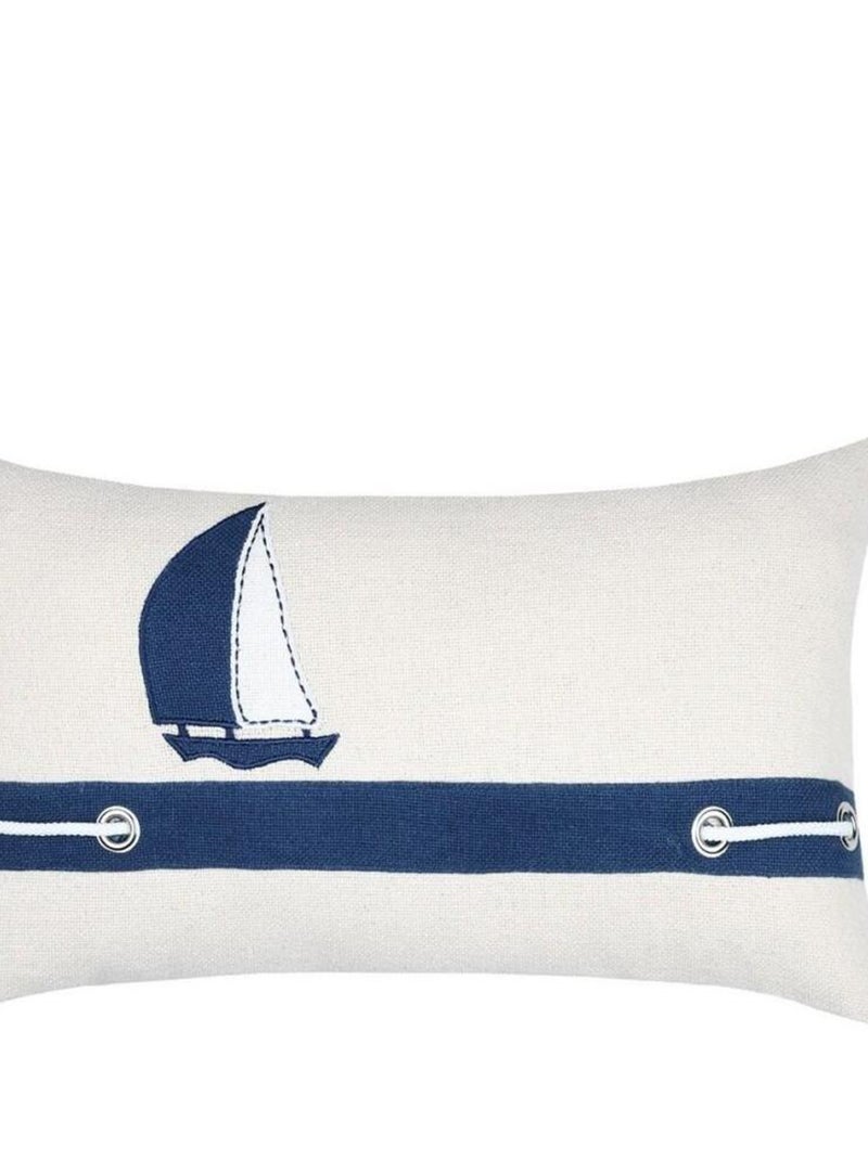 Coussin déhoussable 30x50 cm Catamaran écru coton Blanc - Kiabi