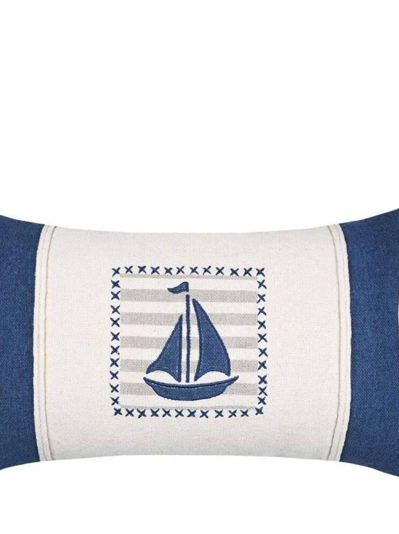 Coussin déhoussable 30x50 cm Catamaran marine coton Bleu - Kiabi