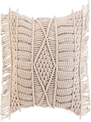 Coussin Déhoussable 30x50 cm Coton Macramé avec Franges Macralina