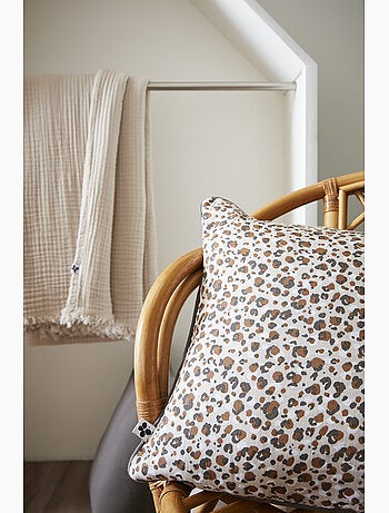 Coussin déhoussable 40 x 60 cm – gaze de coton imprimée léonie