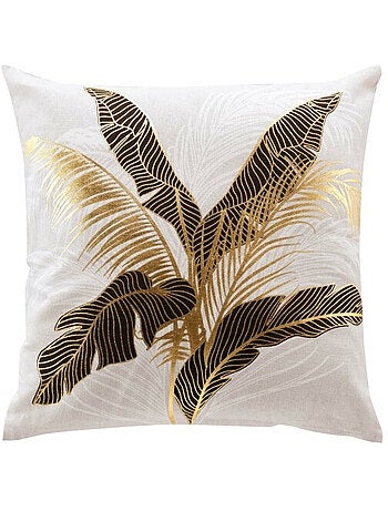 Coussin dehoussable 45 x 45 cm coton imprime or Aileen