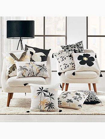 Coussin dehoussable 45 x 45 cm coton imprime or Aileen