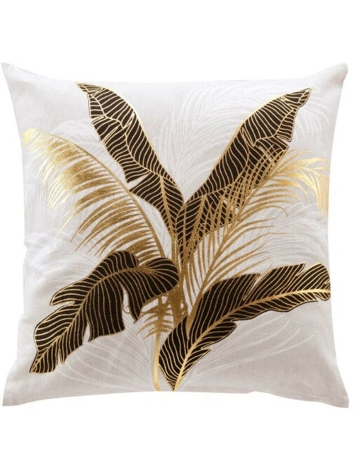 Coussin dehoussable 45 x 45 cm coton imprime or Aileen - Kiabi
