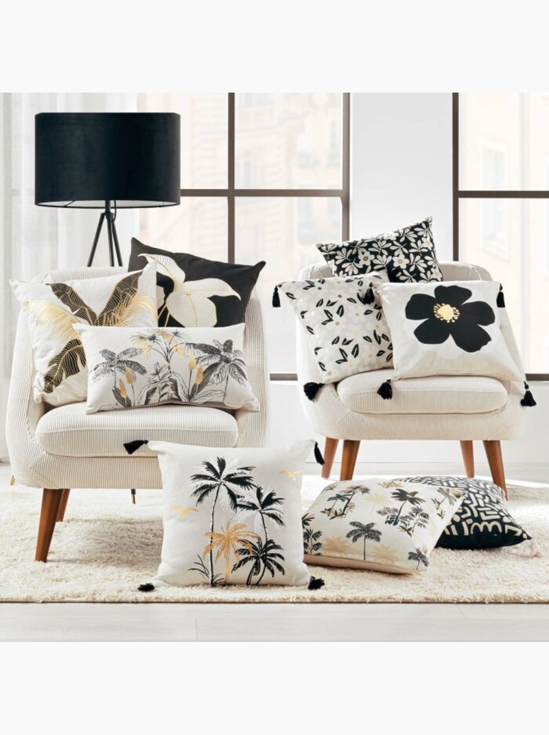 Coussin dehoussable 45 x 45 cm coton imprime or Aileen Beige - Kiabi