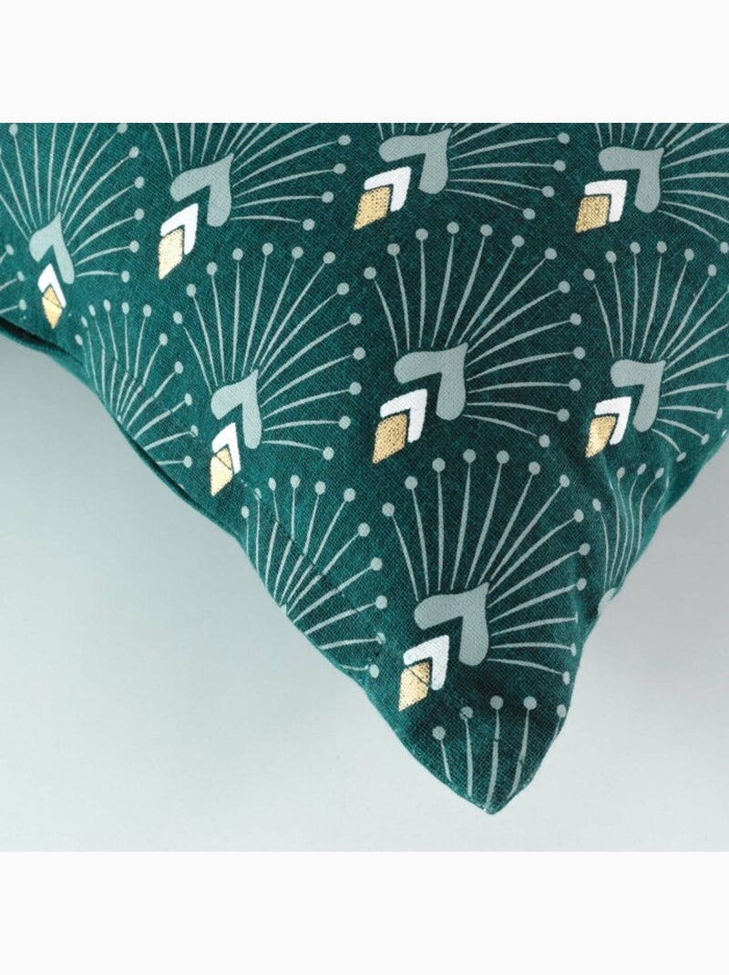 Coussin dehoussable 45 x 45 cm coton imprime or Alden Vert - Kiabi