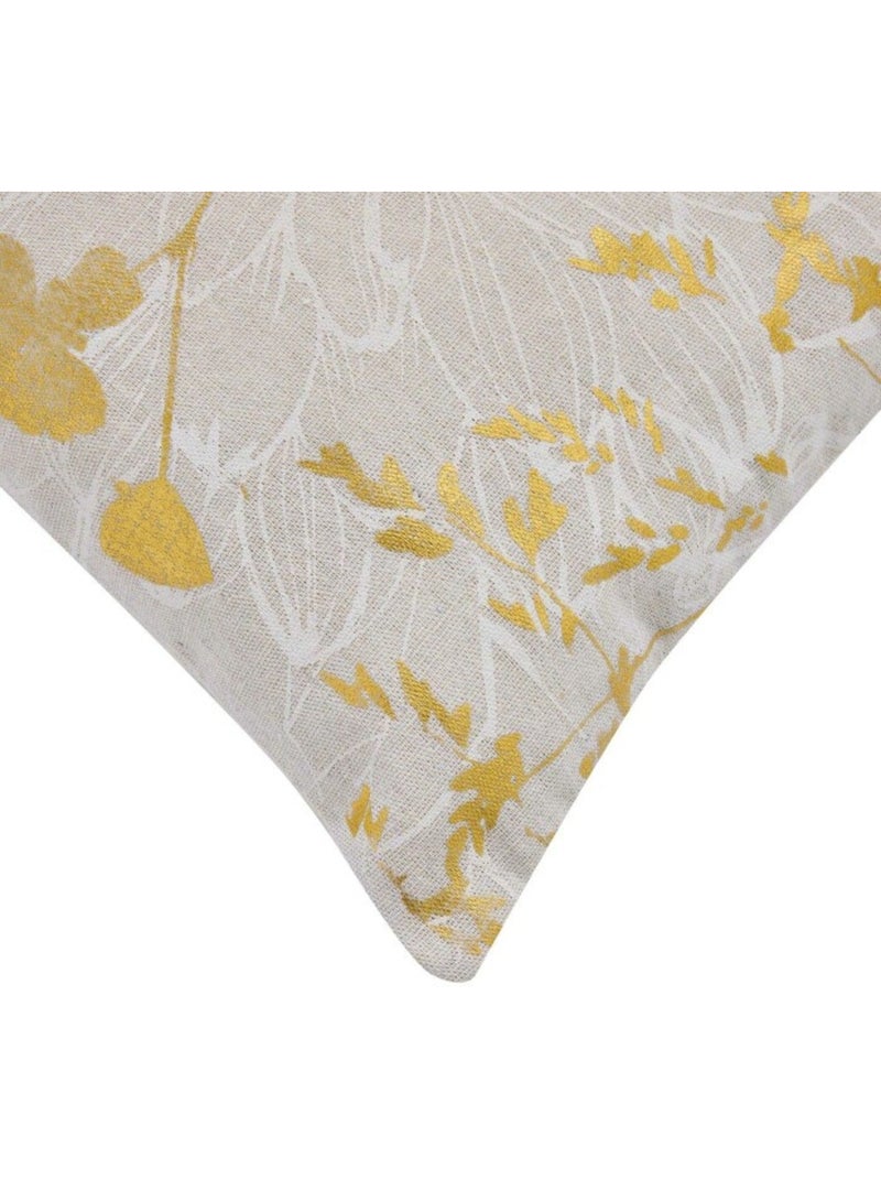 Coussin déhoussable 45 x 45 cm – Polycoton imprimé métallisé Anassia Beige - Kiabi